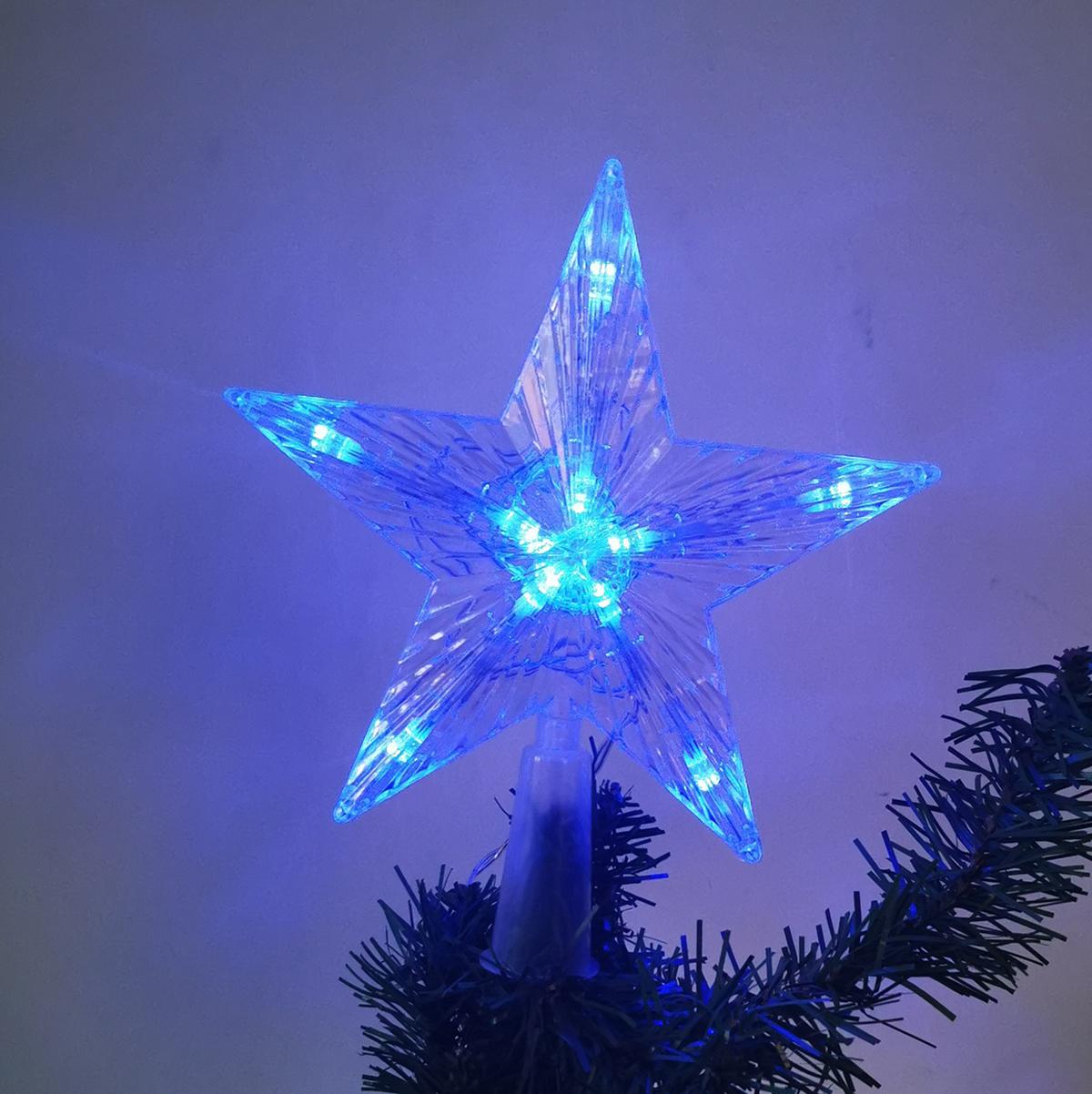 

Верхні вогні для різдвяної ялинки Світлодіодне підсвічування Зірка ЄС Штекер для партійних зірочок Декорації Багатобарвний топпер На відкритому повітрі 220 В Орнамент Blue