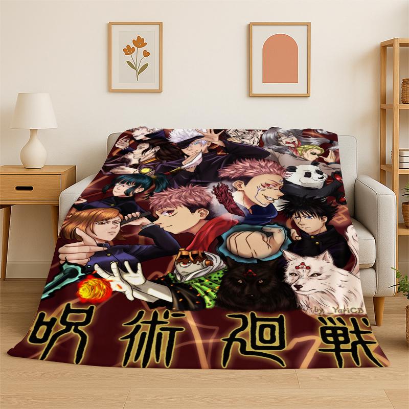 Cartoon Jujutsu Kaisen Anime Itadori Yuj Flannel Blanket Soft Warm Throw Blanket for Bedroom Living Room Bed Travel Picnic Kid