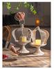 French Crown-Shaped Hollow Candlestick: European Retro Tabletop Ornament for a Cozy B&B Atmosphere