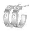 Orecchini Geometrici a U con Strass Moda Europea Americana, Orecchini a Bottone Cuore di Pesca in Acciaio di Titanio Acciaio Inossidabile 4MM