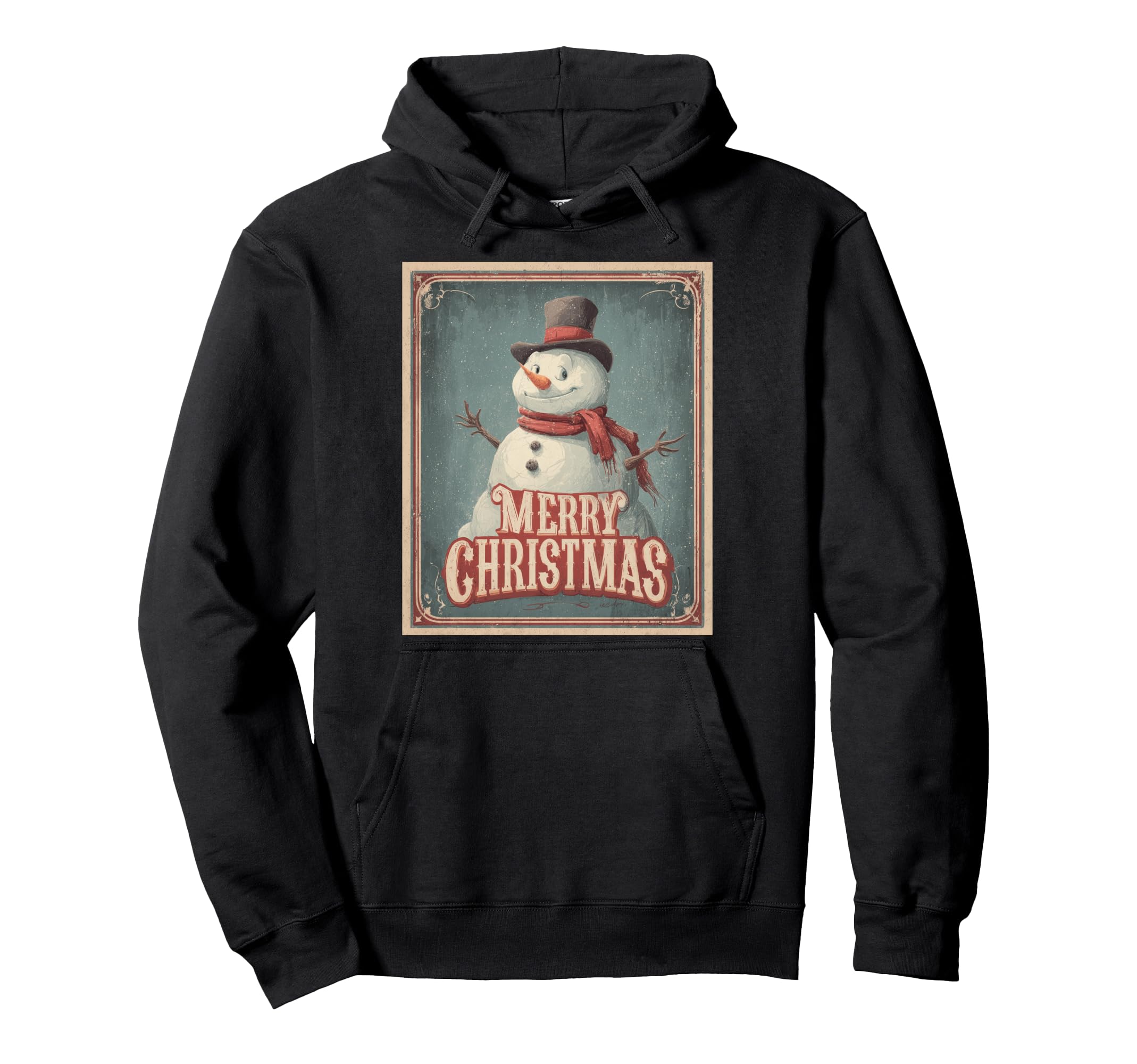 

Snowman Vintage Retro Art Deco Christmas Hoodie чёрный