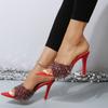 European and American sandals beach sandals open-toed pointed sequins decorative high heels