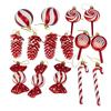 6cm 15-Piece Christmas Ornament Set: Balls, Pine Cones, Lollipops, Candies for Tree Decor and Gifts