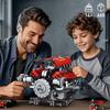 653PCS Red V8 Engine Building Blocks Set LED APP Programming Motor Drive Supercar Engine Bricks Toys for Adult Kid Gift