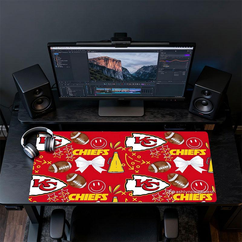 Kansas City Chiefs Mouse Pad, Large Gaming Desk Mat, Non-slip XXL Mousepad for Laptop & Tablet, Mini PC Playmat with Stitched Edges