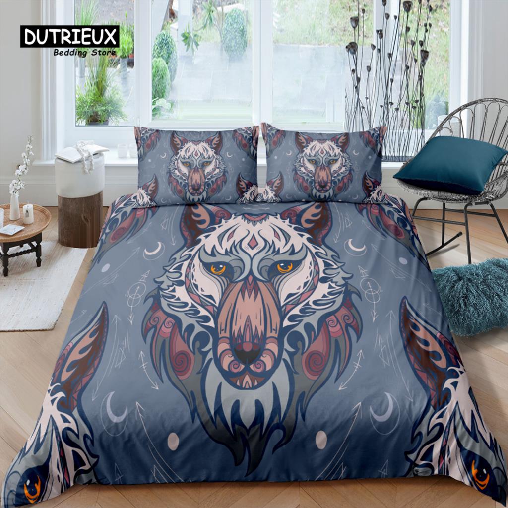 

Роскошный 3D комплект постельного белья с волком для дома, удобный набор пододеяльников, детский комплект постельного белья, размер Queen и King EU/US/AU/UK EU single(135x200cm)