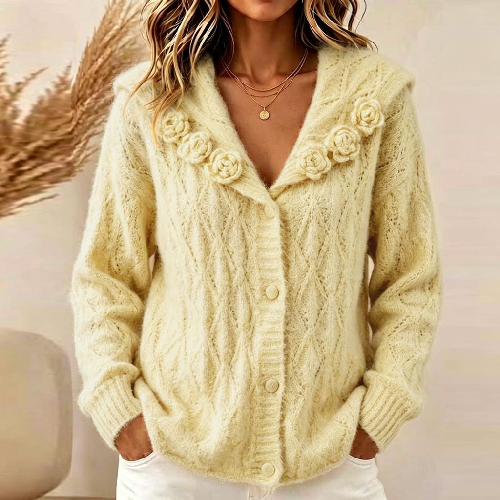 Women's Color Casual Long Sleeve Sweater Coat, Fashion Knit Outerwear for Fall Winter Everyday Wear