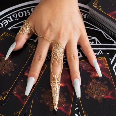4Pcs Unique Gypsy Dubai Finger Adjustable Open Finger Rings for Women Trendy Vintage Punk Nail Ring Belly Dancer Cosplay Jewelry