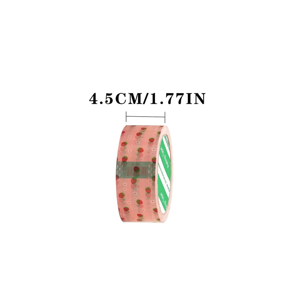 1 Roll Pink Strawberry Floral Packing Tape,Clear Shipping Tape for Boxing, Moving, Mailing, Gift Wrapping, Arts and Crafts