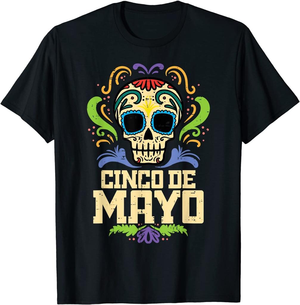 NEW LIMITED Cinco De Mayo Sugar Skull Mexican Fiesta T-Shirt - MADE IN USA