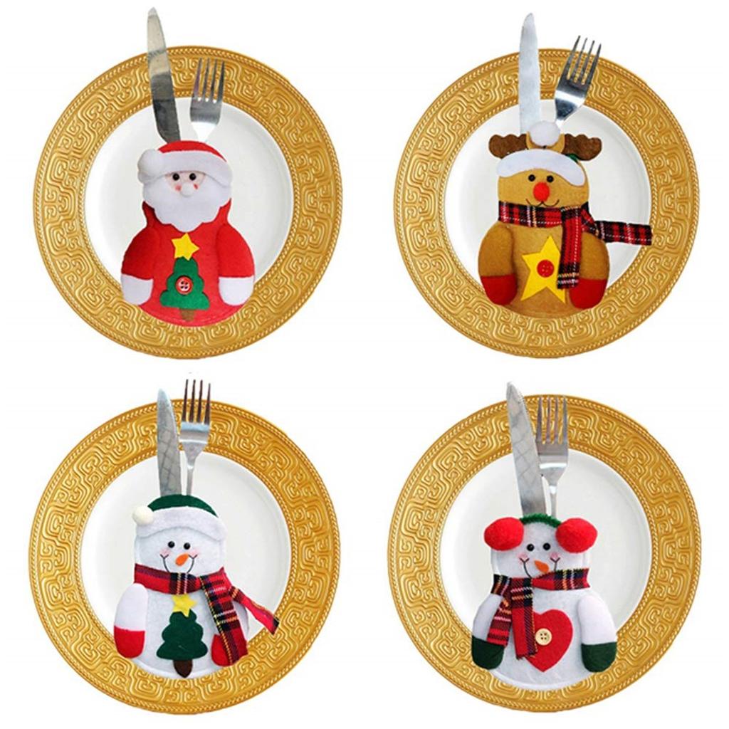 Christmas Cutlery Holders Suit Silverware Pockets Knifes Forks Tableware Decor Bag Storage Covers Christmas Xmas Party Decorations