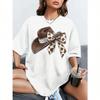 S Plus Size T-Shirt Original Design Fashion Blowknot Cap Pattern Printed 's Casual Soft Round Neck Short Sleeved Tops