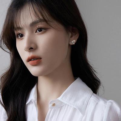 Blue Flower Stud Earrings for Women - Summer 2026 High-End Niche Design with Mosquito Coil Ear Clips