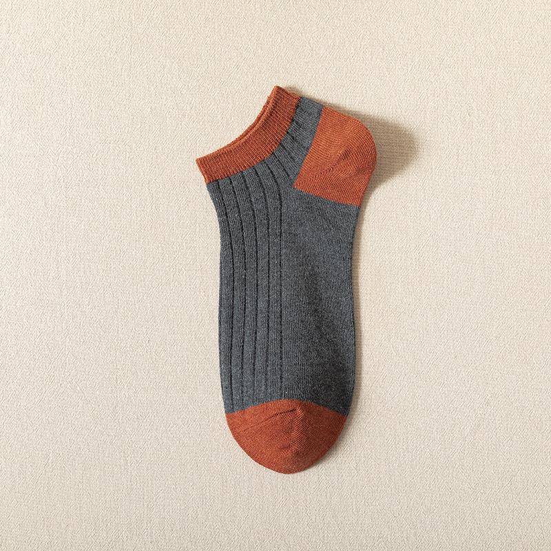 Herren Farbkombination Baumwoll-Knöchelsocken - Schweißabsorbierend, Geruchshemmend, Doppelte Naht, Dünn für Frühling/Sommer.