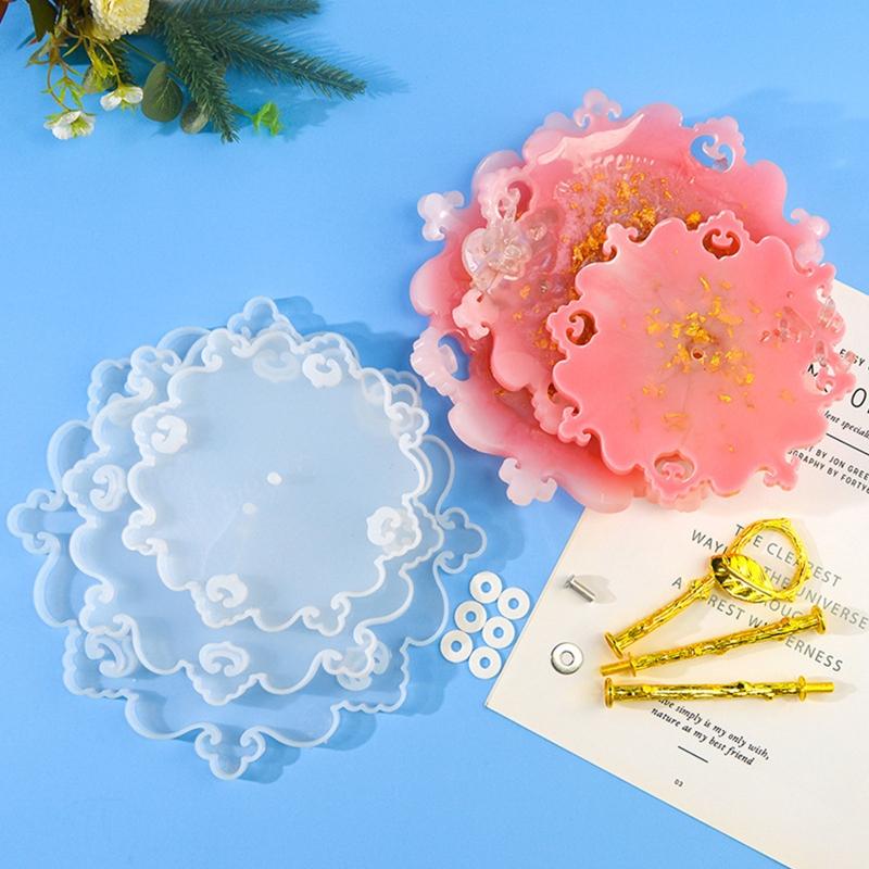 Fruit Dessert Tower Mold Cake Stand Hardware Holder Durable Epoxy Resin Tiered Tray Mold 3 Tier Easy to Install Durable