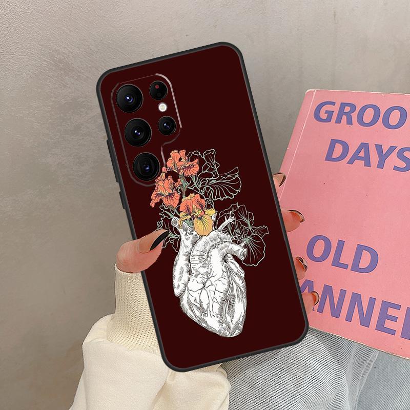 Human Anatomy Heart Art For Samsung Galaxy S22 S23 Ultra S21 FE Note 10 20 Ultra S8 S9 S10 Plus S20 FE Phone Case
