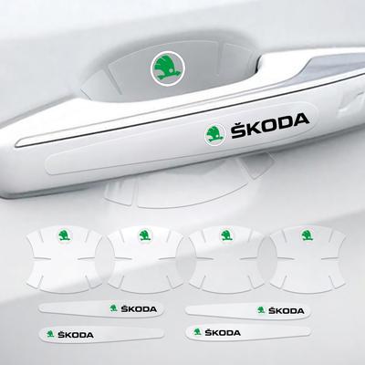 AAAAJ1 4/8Pcs Car Door Handle Transparent Door Bowl Protection Stickers For Kodiaq Karoq Rapid VRS Yeti Fabia Octavia 3 2 A5 A7