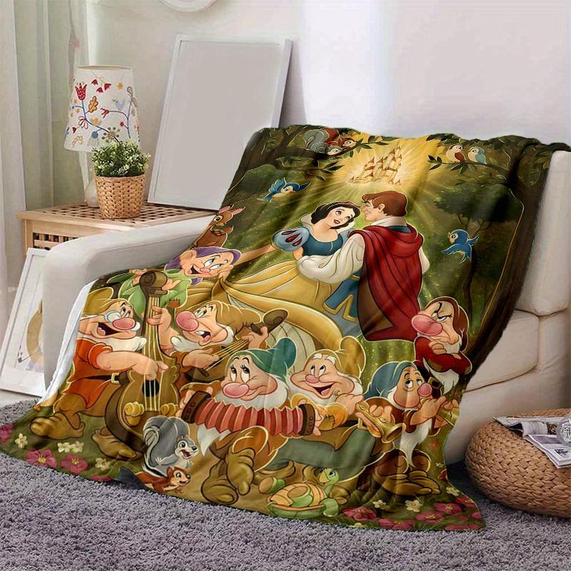 1pc, Enchanting Snow White and the Seven Dwarfs Home Decor Blanket: A Cozy Flannel Throw for Your Couch, Perfect Gift for Bedroom, Living Room