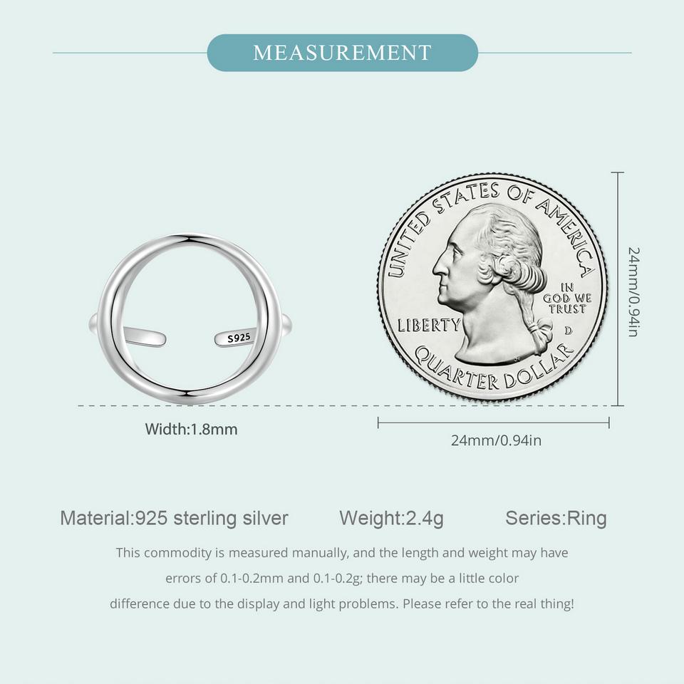WOSTU Solid 925 Sterling Silver Huge Samsara Opening Rings For Women European Simple Geometric Ring Wedding Party Jewelry Gift