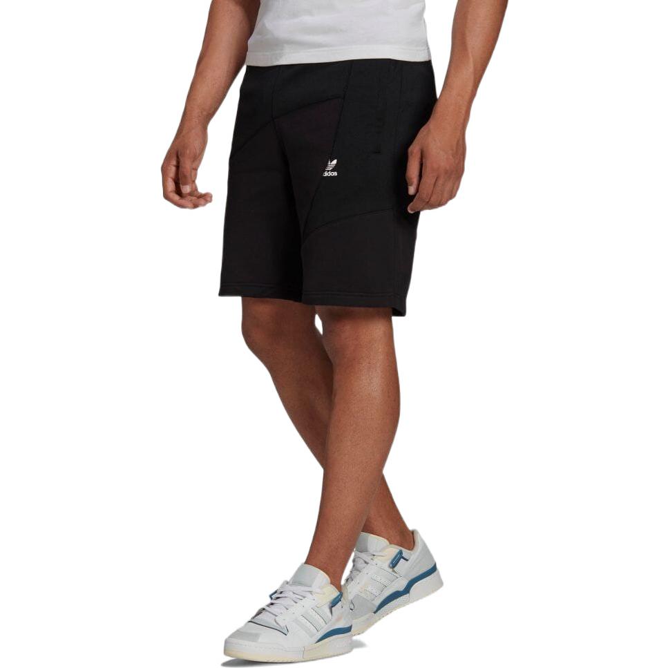 Adidas Originals Trefoil Logo Print Spliced Wide Leg Casual Shorts Men Shorts Black HG1442