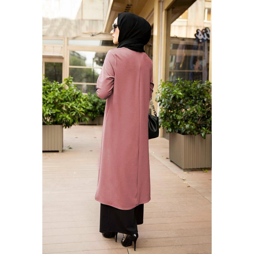 Modest Muslim Women's Long Hooded Tunic 5213 - Black