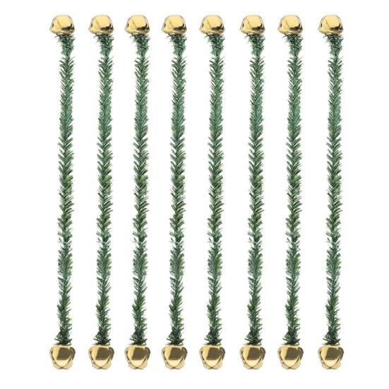Christmas Garland Ties with Bells Decorative Rope Straps for Wreaths Railings Stairs Flexible Faux Pine Needle Twist Ties Xmas Holiday Decor