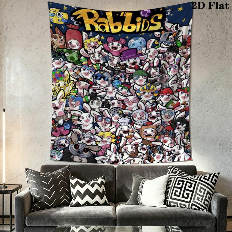 Rabbids Invasion Glow Wall Hanging Printed Fabric Blanket Decorative Tapestries for Bedroom Living Room Home Decor