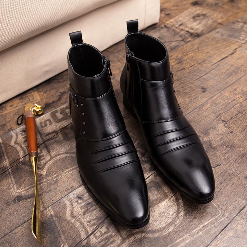 High Quality Men Shoes Chelsea Fashion Shoes Mens Slip On Shoes Business Dress Shoes Ankle Boots Wedding Gentleman Men's Boots