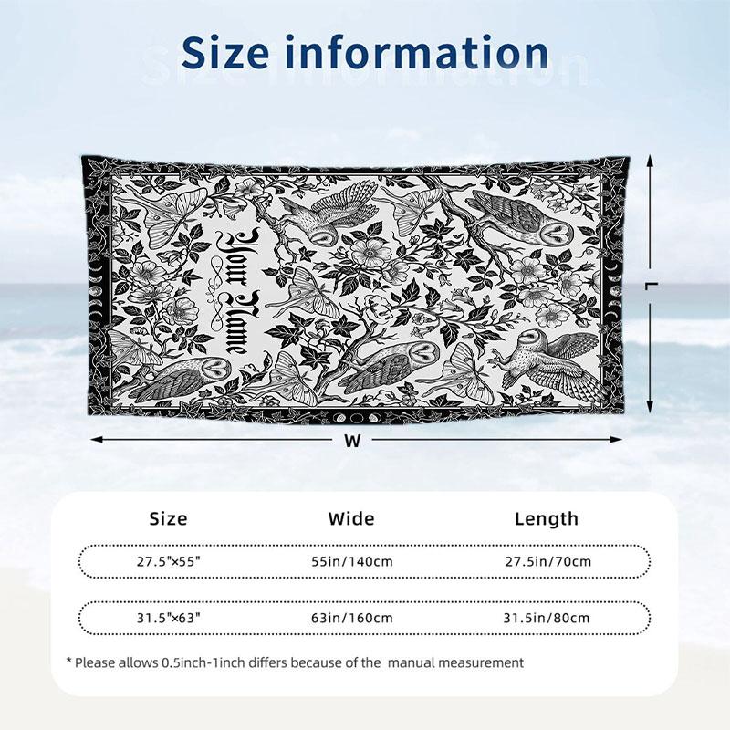 Otters Lily Pond Theme Quick Dry Beach Towel Custom Name Text Print Large Sand Resistant Towel Beach Vacation