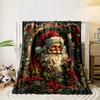 Christmas Themed Santa Print and Holly Berry Decor bedroom Blanket for Livingroom Couch lunch break Soft throw for Friend's festival Gift