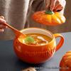 Chic Pumpkin Ceramic Mug with Lid & Spoon - Trendy, High-Value Breakfast Cup for Women