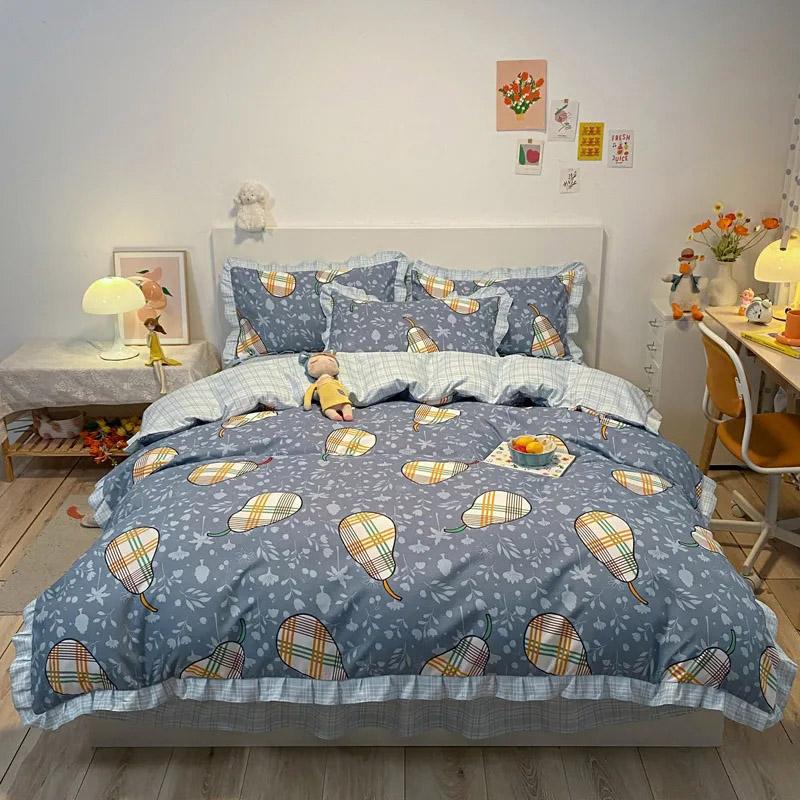 3/4 buc/set Dormitor Studențesc 1,2 m Cearceaf Plapumă Față de Pernă Set Trei Piese Coreean Drăguț Periat Îngroșat Confortabil Lenjerie de Pat Pat Dublu Set 4 Piese