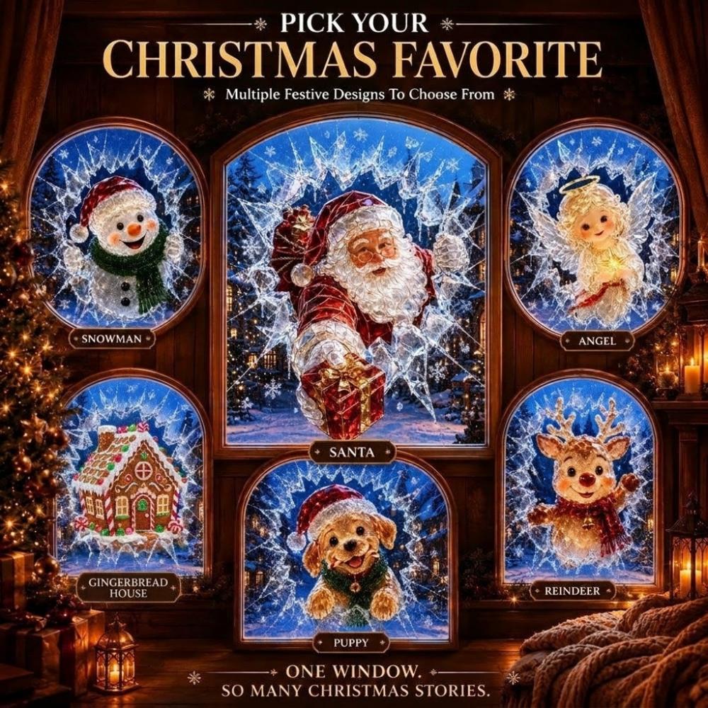 PVC Santa Claus Window Sticker Static Cling Break Window Decor Sticker Holiday Party