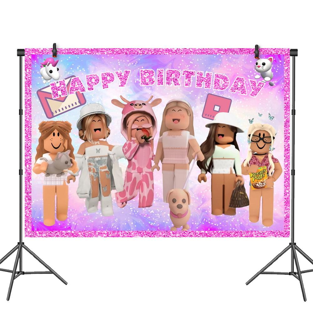 Pink Roblox Birthday Party Supplies Disposable Cutlery Paper Plates Paper Cups Paper Towels Girls Eco-Friendly Paper Products