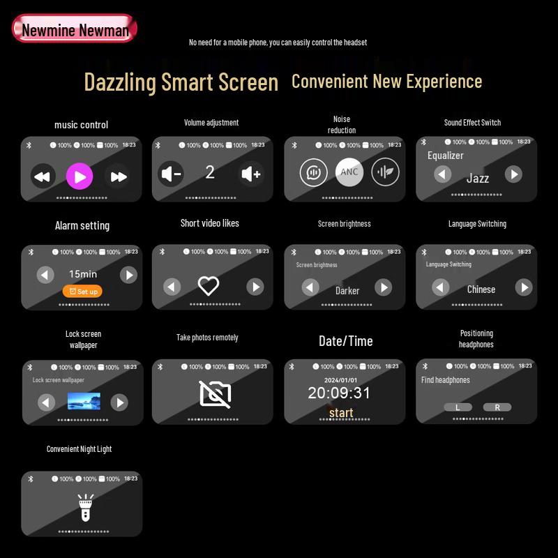 Newmine T9 ANC Bluetooth 5.4 Ear Clip Headphones