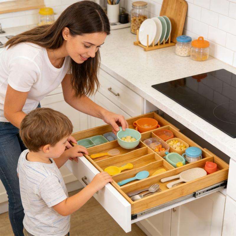 Kitchen Drawer Organizers Expandable from 13 to 20 Inches Wide for Organizing Utensils and Gadgets Efficiently