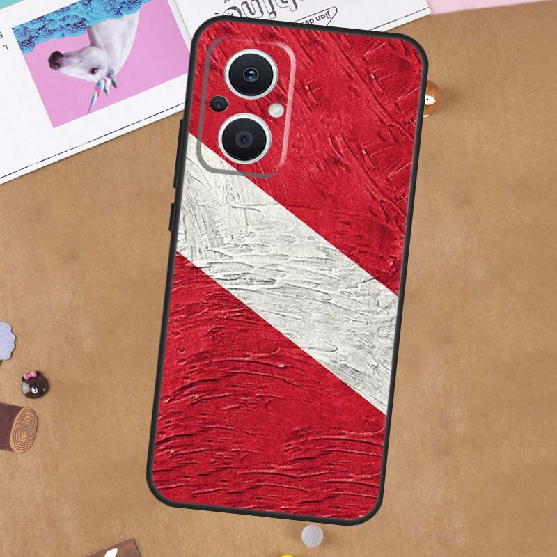 Diver Down Diving Flag For OPPO Reno 13 12 11 10 14 Pro 8T 11F 12F 13F 14F 7 8 Lite OPPO Find X9 X8 X6 X5 Pro Case