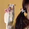 Hairpin Satin Ribbon Bowknot Decor Hair Clip with Rhinestones Glass Beads Tassels No Pull Scalp Photos Hair Accessories