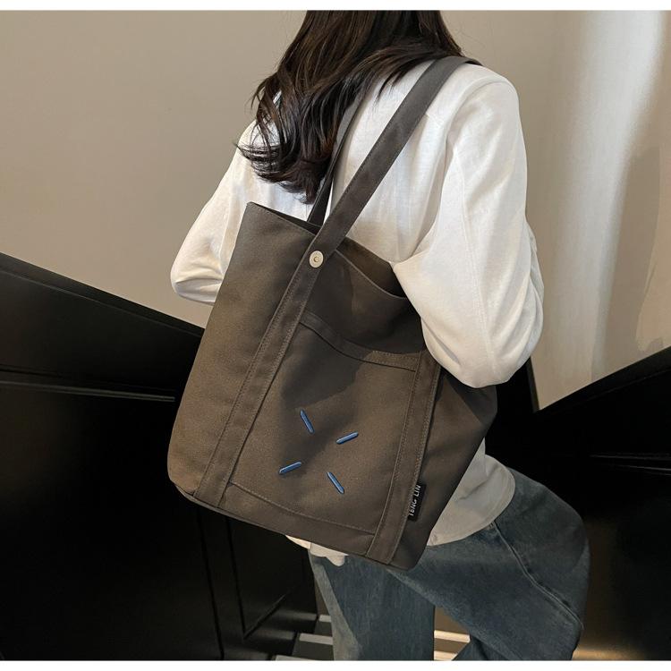 Canvas Bag Women's Large-capacity New Simple and Versatile Shoulder Bag Casual Summer College Student Tote Bag