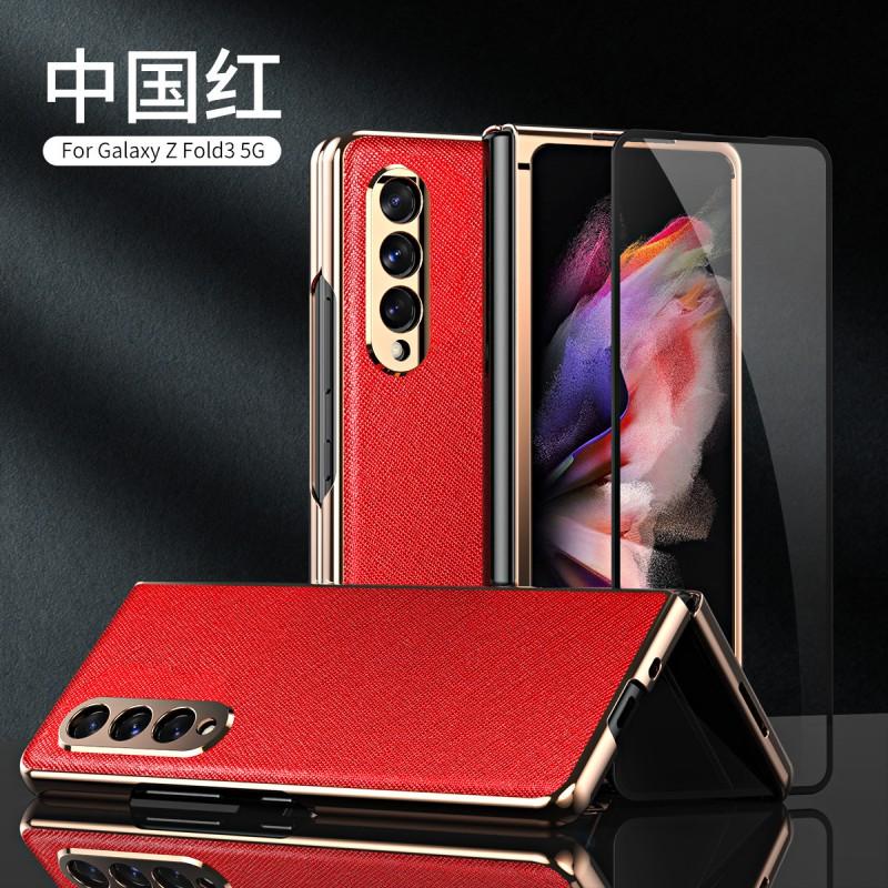 Galaxy Z Fold3 Case Full Cover Protective Leather PC Hybrid With Kickstand W22 Foldable Phone