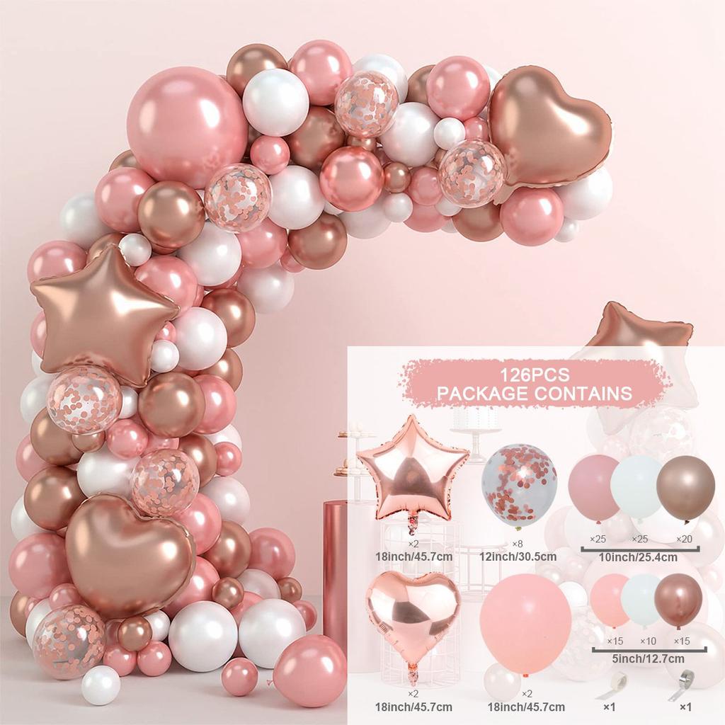 Macaron Pink Balloon Garland Arch Kit Rose Red Confetti Latex Air Balloons Baby Shower Girl Birthday Party Wedding Decorations