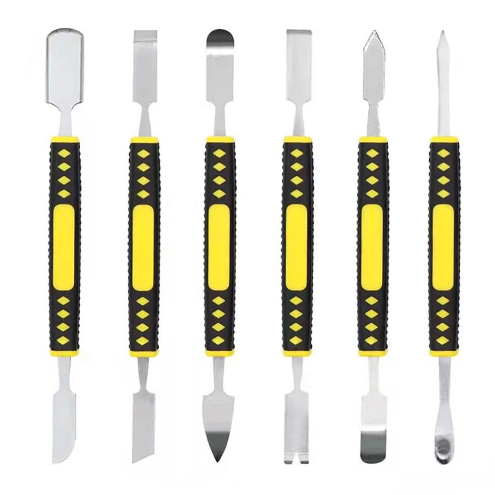 

6 шт. Закаленный гвоздодер с когтями, двусторонний лом 6-в-1 для разборки аккумулятора, экрана, рамы, плоский лом, инструмент для ремонта методом литья под давлением