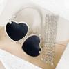Mini Heart Chain Evening Bag with Diamond-Inlaid Stones