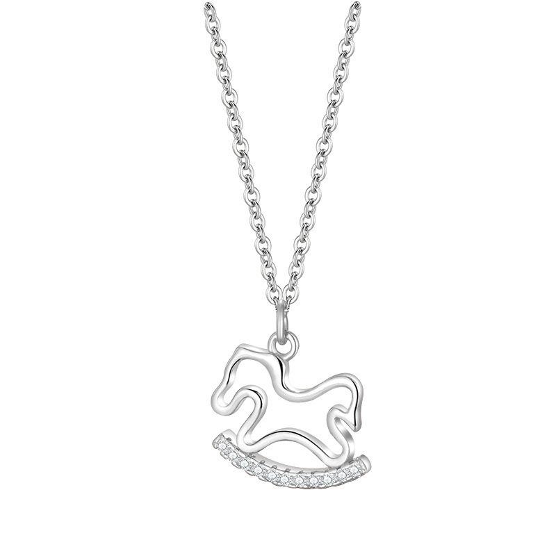 Trojan Horse Necklace Femininity Niche Design High-End Fashion Pendant Collarbone Chain Trendy Jewelry. Premium