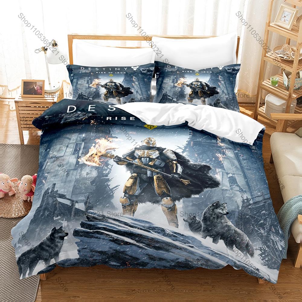 Destiny 2 Guardian Hunter Titan Warlock Space Alien Planet Sci-Fi Multiplayer Shooter Game Bedding Set Duvet Cover 2 Pillowcases