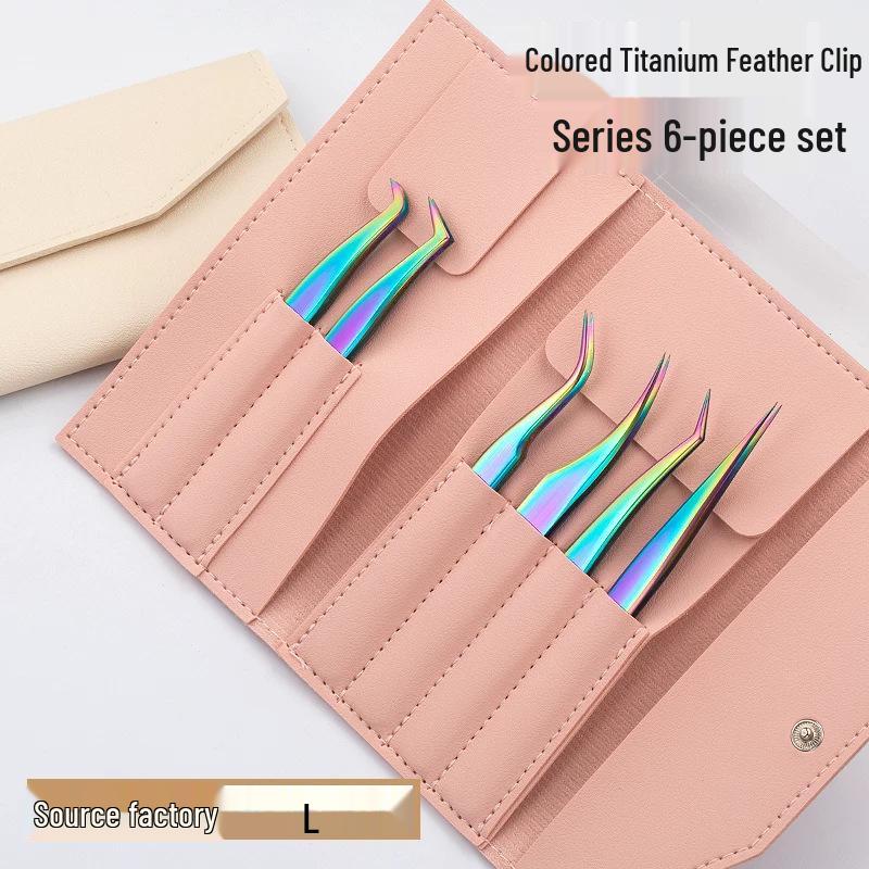 Titanium Feather Eyelash Tweezers and Curler Set - Eagle Beak Design