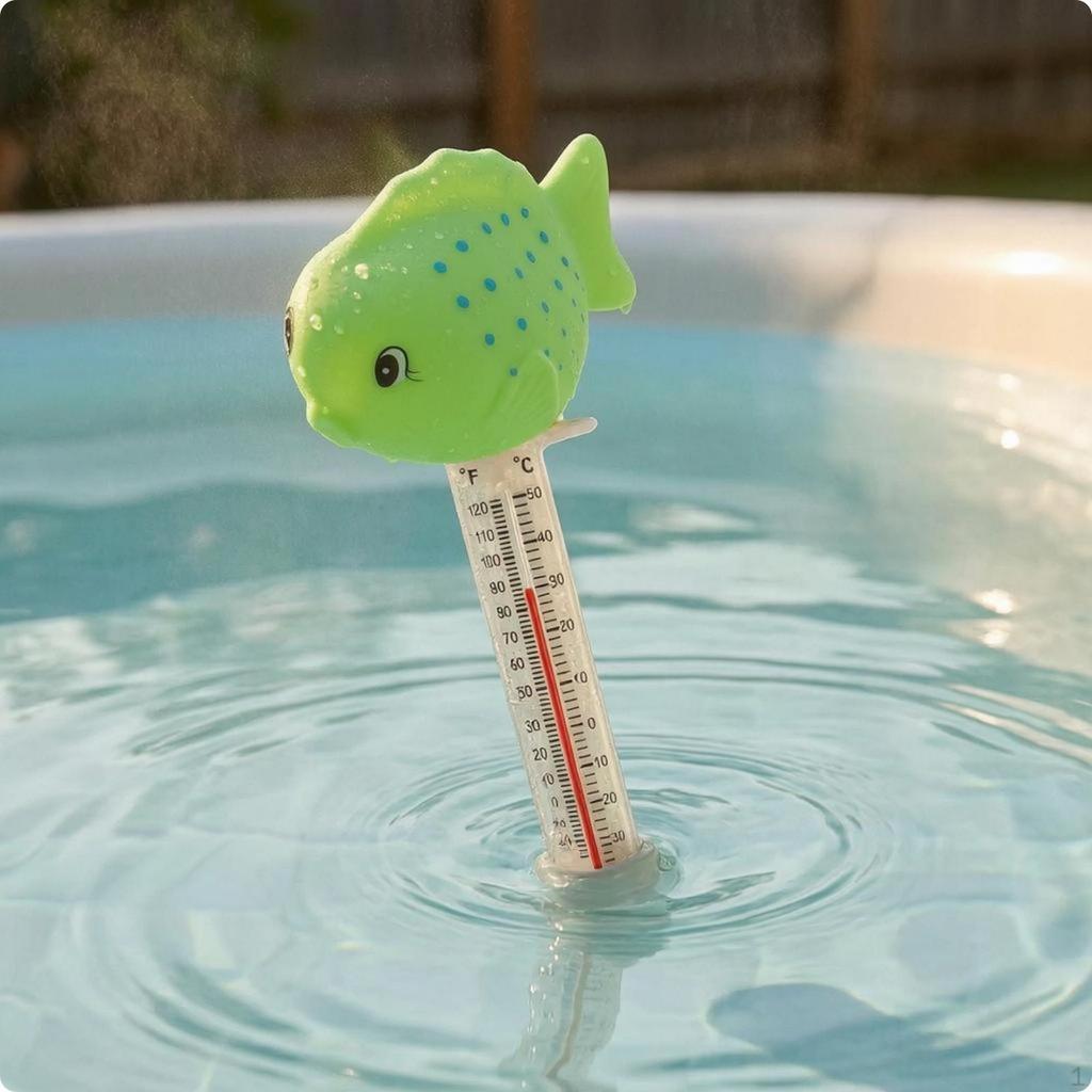 Thermomètre de piscine Corps transparent Cordon inclus Indicateur de température Hippopotame
