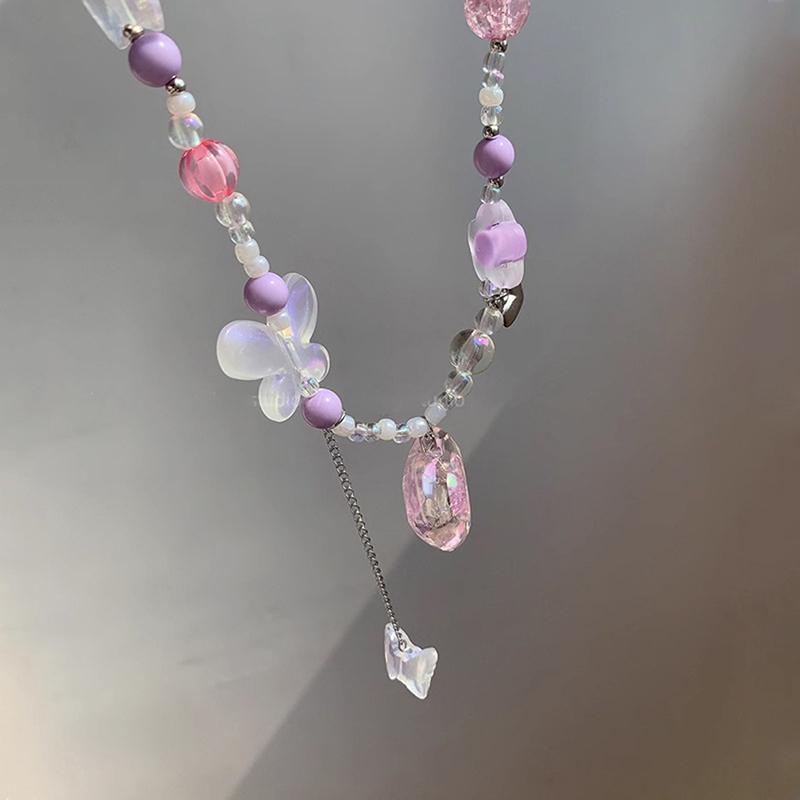 

Y2K Сердце Бабочка Подвеска Чокер Ожерелье Цветной Бисер Ключичная Цепочка Для Женщин Девочек Панк Милая Эстетическая Украшения Для Вечеринки