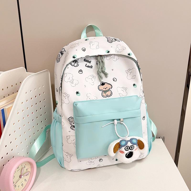 Schoolbag Korean Version of High-value Cute Puppy Printed Backpack for Junior High School Students, Small Fresh Contrasting Colors, College Style