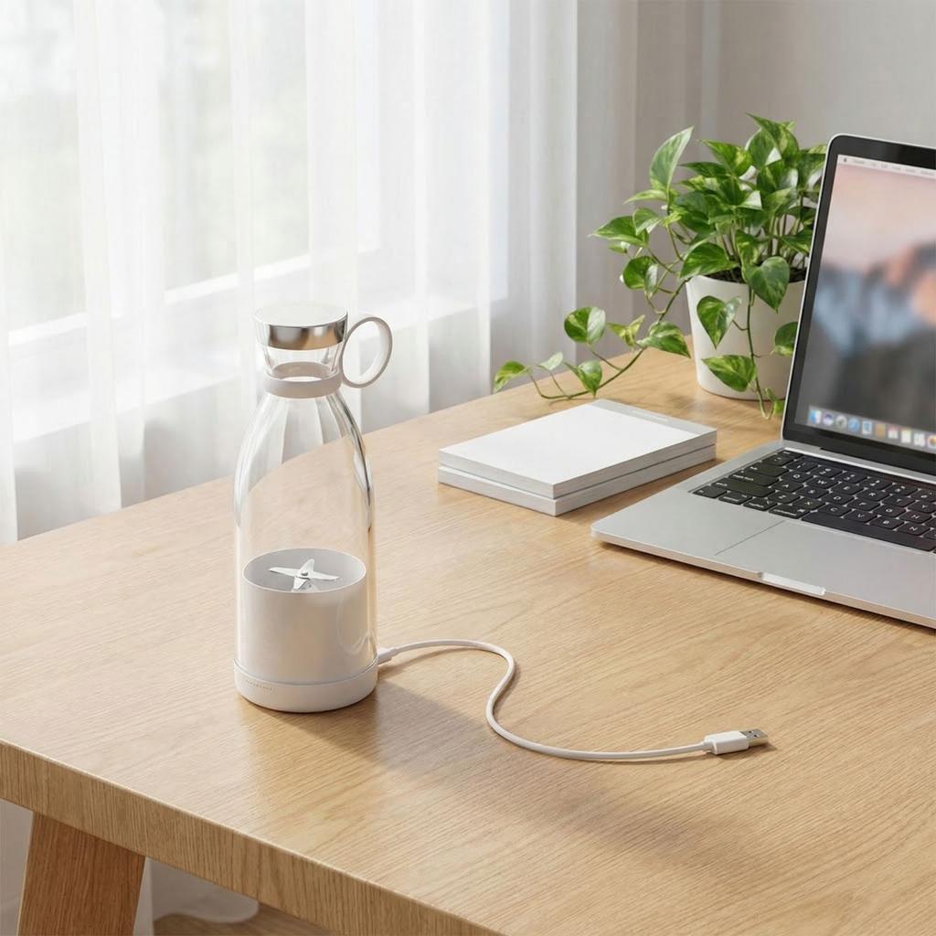 Portable Electric Juicer Cup - Wireless Charging For Home, Travel, And Use, Stainless Steel Blades, Makes Personal Smoothies
